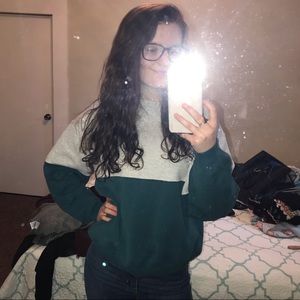 Blue-Green & White Crew Neck